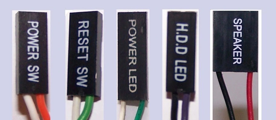 Front panel wires of the motherboard