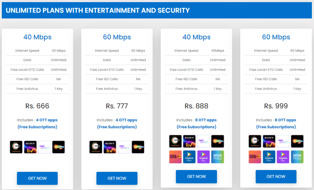 Connect Broadband plans with OTT subscriptions