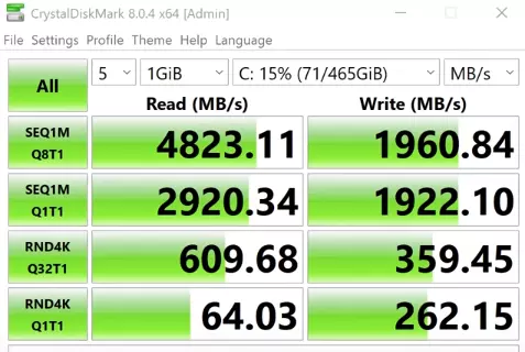 Crucial P3 500GB Speed Test