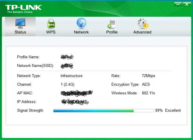 Network Status on Tp-link Software